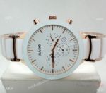 Replica RADO 2-Tone Rose Gold & White Ceramic Chronograph Watch